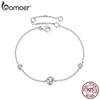 BAMOER 925 Sterling Silver Bezel Setting Starry Moissanite Chain Bracelet for Women Anniversary Jewelry Gift