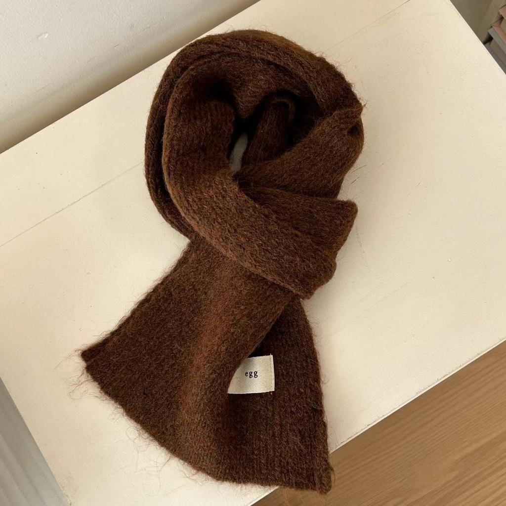 New winter warm soft waxy EGG solid color wool knitted scarf imitation cashmere scarf Dongdaemun solid color