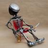 Metal Bulb Figure Figurine Sitting Bulb Head Man Ornament Mechanical Art Collectible Statue for Home Desk Cabinet Decoration
