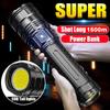 1000W LED Flashlight USB C Rechargeable Flash Light 990000000LM High Power Flashlights Zoom Tactical Lantern Long Shot COB Torch