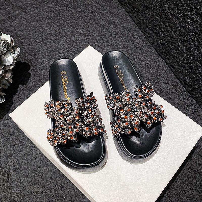 Маффин толстоподошвенные бисерные крутые тапочки H-типа летние новые модные для улицы универсальные для отдыха морской пляж отпуск ветер