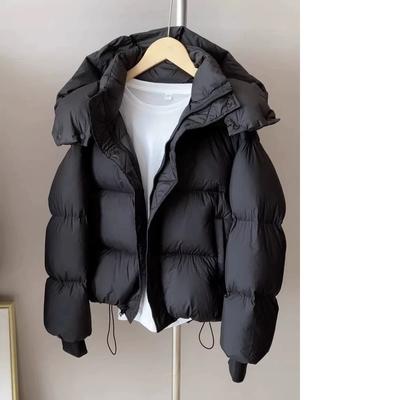 Женская хлопковая куртка с капюшоном, утолщенная теплая верхняя одежда с длинным рукавом, осенне-зимняя, корейская, свободного кроя, однотонная, универсальное короткое пальто