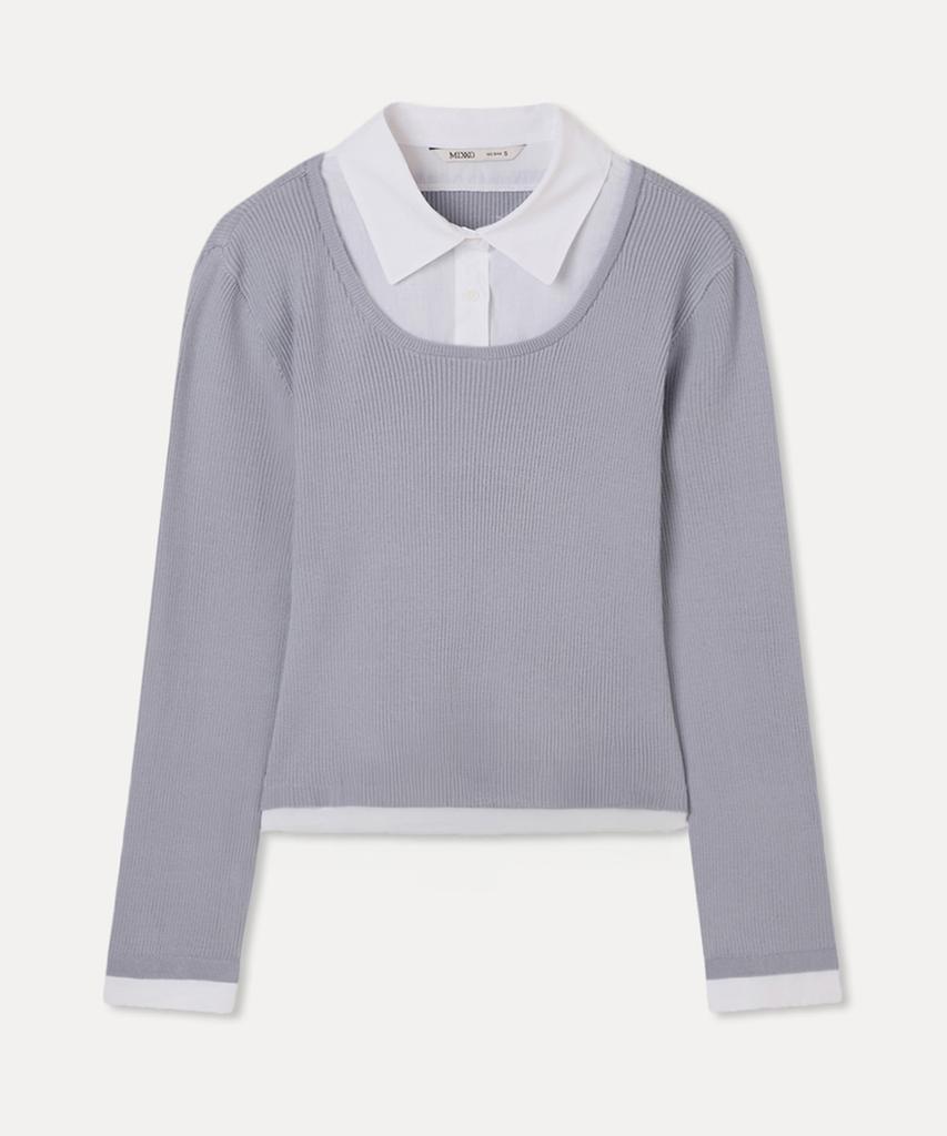 MIXXO Slim Fit Shirt Collared Round Neck Pullover_Miwkag336T