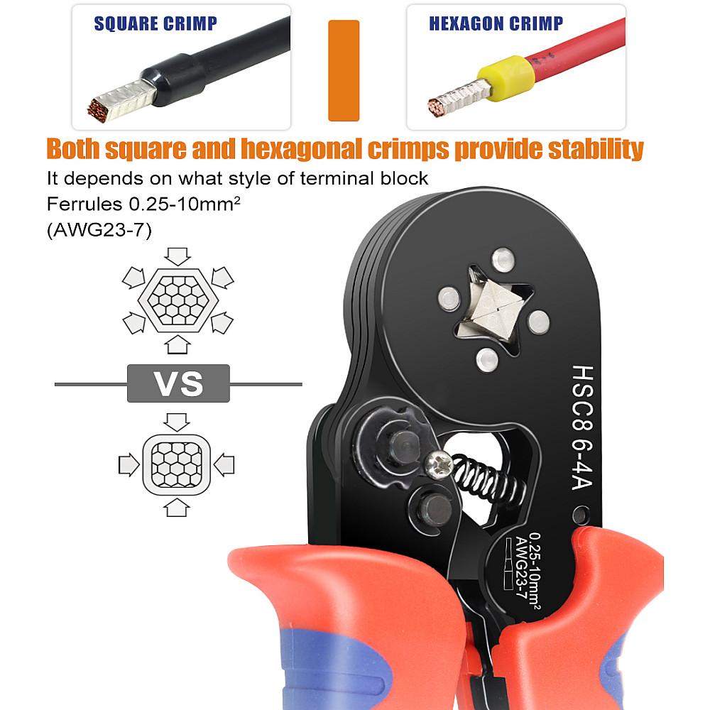 Обжимные клещи для наконечников, инструменты для трубчатых клемм HSC8 6-4A/6-6A/16-6(макс. 0,08-16 мм²)Бытовые электроприборы для щипцов для проводов