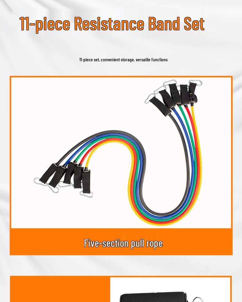 11-Piece Resistance Bands Set: Chest & Shoulder Exercise, Muscle Toning, Weight Loss, Stretching Equipment