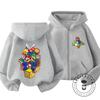 Children's Mario Zipper Hoodie with Retro Game Print, Suitable for Outdoor Casual Style, Comfortable and Affordable Street Wear