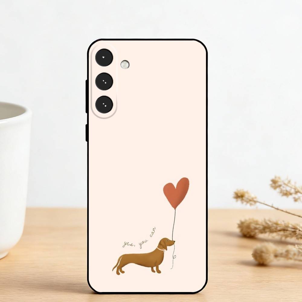 C-Cute Dachshund Phone Case For Samsung Galaxy A73,A72,A71,A70,A53,A52,A51,Others Soft Black Cover