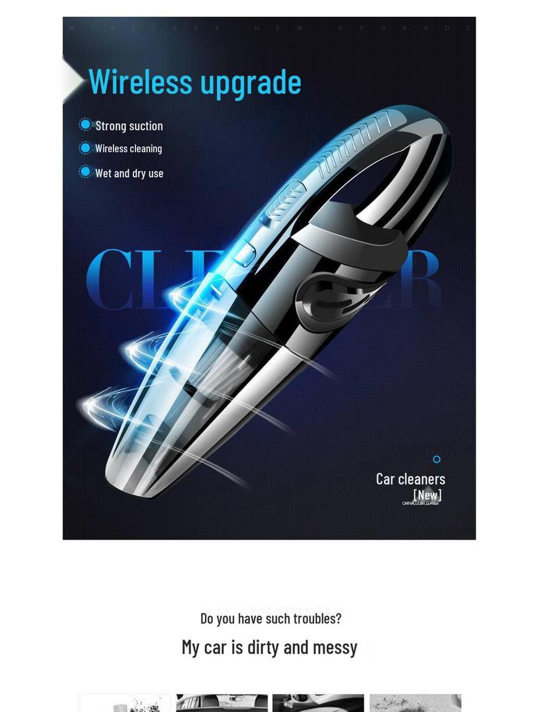 High-Power 120W Wireless Handheld Vacuum Cleaner for Car & Home - Rechargeable, Dry/Wet Large Suction