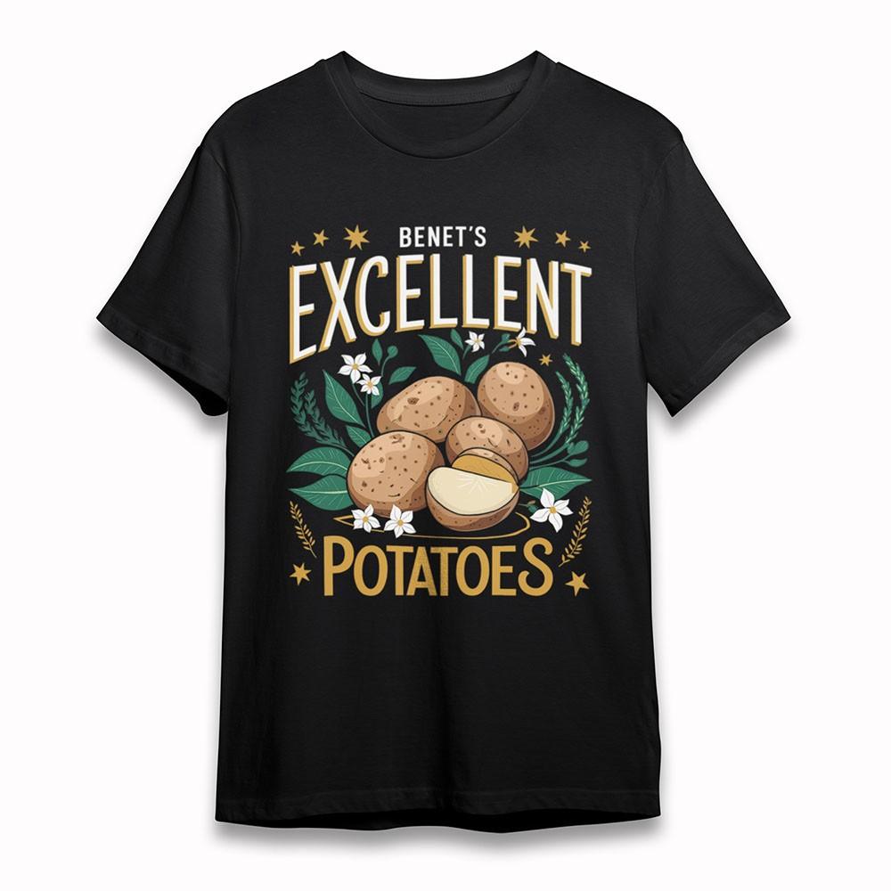Women's Comfy T-Shirt Benets Potatoes Plant Tee Short Oversize Cotton Tee Black