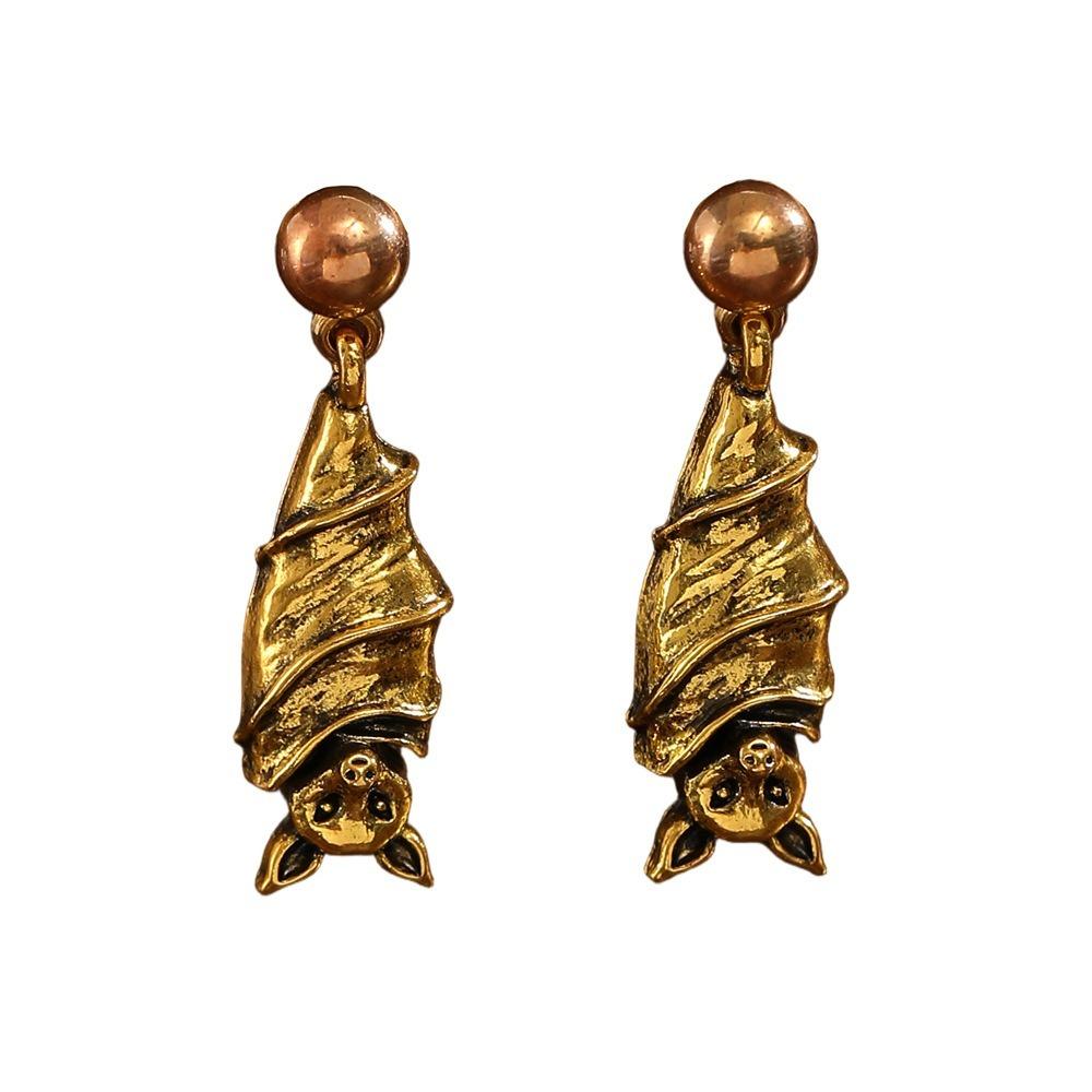 Gothic Style Halloween Upside-Down Bat Earring Stud Zinc Zinc Alloy Inverted Bat Earring Stud  Women