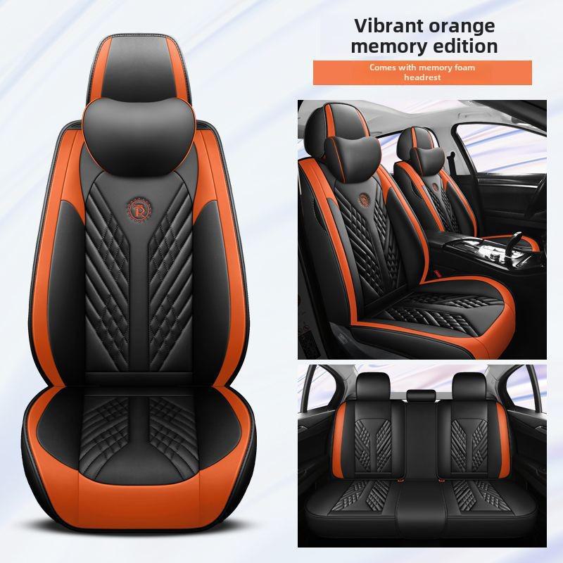 Стильные универсальные подушки для автомобильных сидений в черном и белом цвете, роскошные кожаные чехлы на все времена года