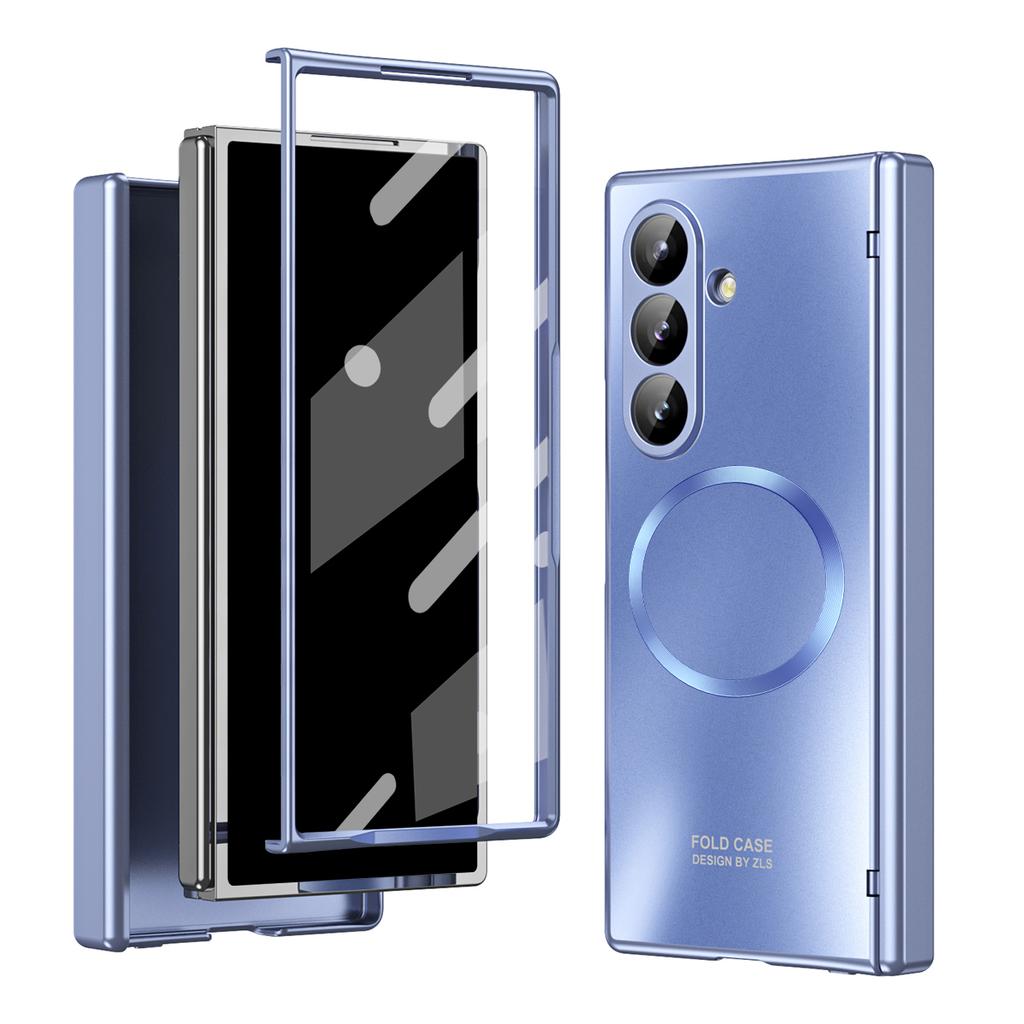 Для Samsung Galaxy Z Fold7 5G Чехол Гальванизированный ПК Магнитная накладка для телефона с защитной пленкой из закаленного стекла