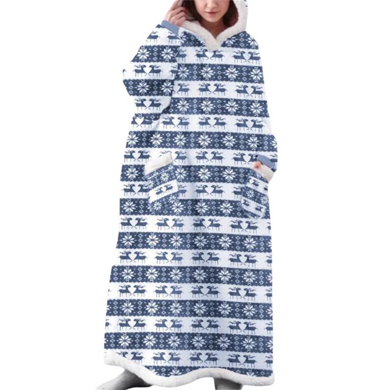Носимое одеяло с капюшоном, одеяло с длинными рукавами, тепловой джемпер, мягкая толстовка, подарок, плюшевое одеяло с капюшоном для телевизора, зимняя женская и мужская домашняя одежда, толстовки