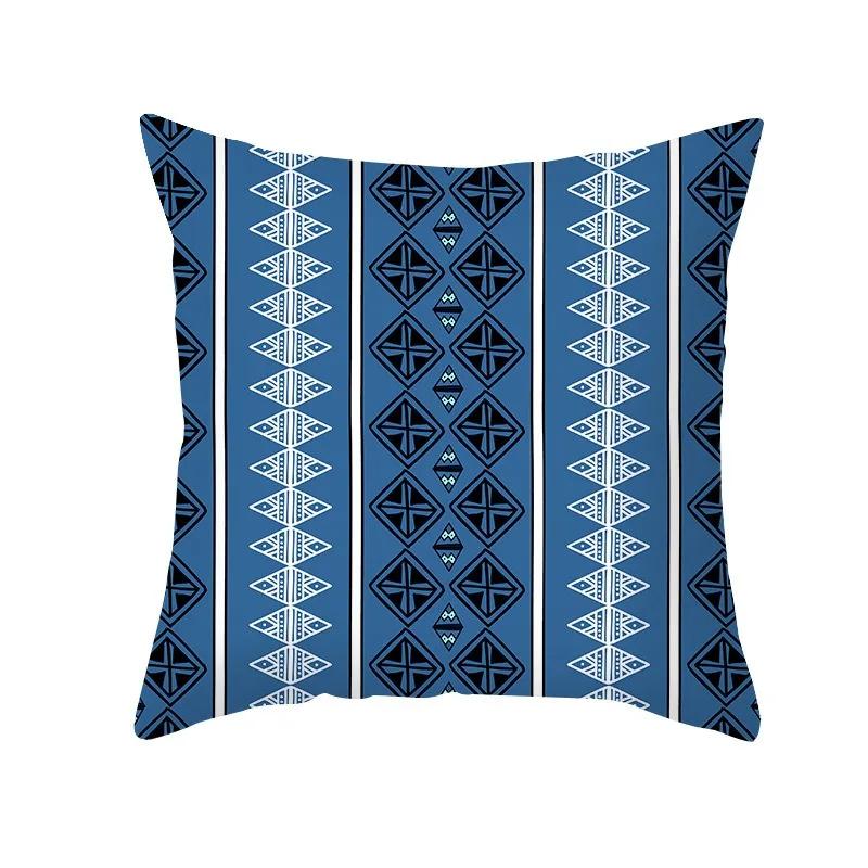 Ethnic Aztec D Flat Printed Peach Skin Pillow Cover Boho Colorful Geometric Cushion Case for Sofa Living Room Decor