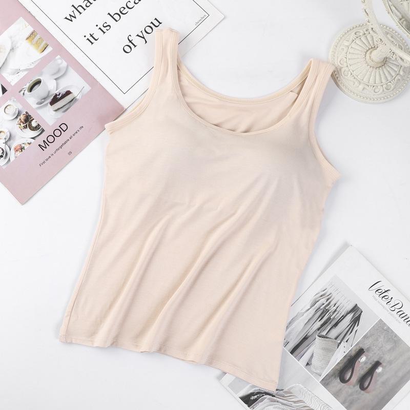 Women's Modal Sports Vest with Built-in Bra and Chest Pad - No Steel Ring, Anti-Exposure Design