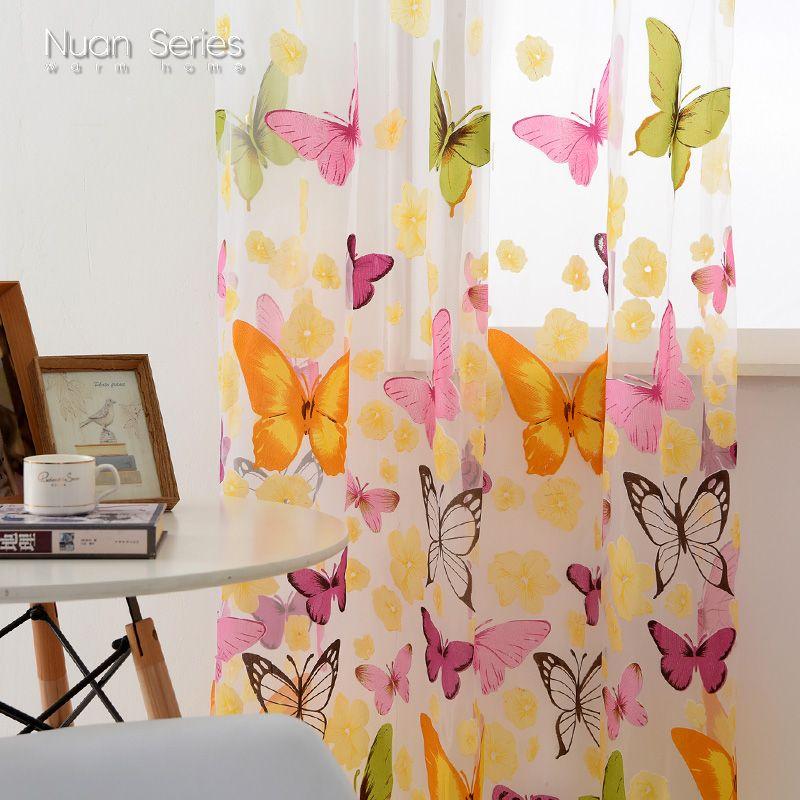 1 шт. серия Nuan, изысканный узор в виде мультяшной бабочки, занавеска для окна, тюль, спальня, гостиная, украшение для дома