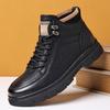 2025 новые бархатные ботинки Мартин мужские ботинки из черной кожи в британском стиле повседневные ботинки на высокой платформе хлопковые ботинки для Северо-Востока