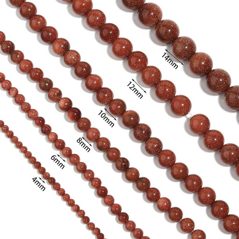 Gold SandStone Loose Round Beads 4 6 8 10 12 MM Charm Beads for Jewelry Making Charm Bracelet