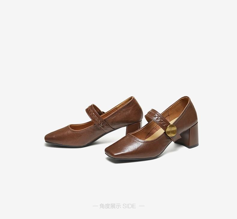 Best 26 Spring Shopping Mall Same Style Mary Jane Shoes Retro French Square Head Women's Shoes B6070AQ6