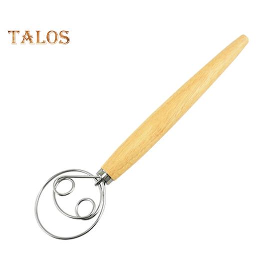 Danish Dough Whisk with Oak Handle Stainless Steel Flour Mixer Eggs Cream Mixing Rods Flour Cake Stirrer Kitchen Baking
