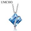 3.4ct Natural Blue Topaz Gemstone Pendants Necklaces For Women Genuine Necklace Wedding Jewelry Gift
