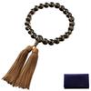 Kyoto Butsudan Hayashi Men's Prayer Beads, Silk with Brown Crystal Tassel, for Informal One-Hand Funerals (Includes Prayer Bead Bag), M-057, Kyoto.