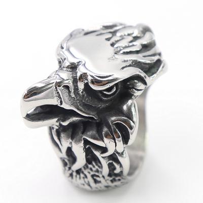 Серебряное кольцо S925, персонализированное ретро-кольцо в форме животного, голова орла, цельное мужское кольцо