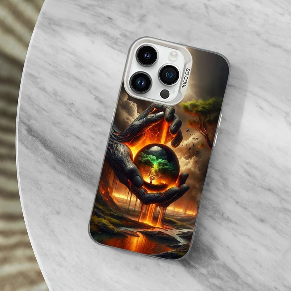 Фэнтези Экологический Арт Чехол для Телефона для iPhone 13,15,14,16,12,11,Mini,MAXXS,Pro,SE, Белый Матовый Ударопрочный Чехол