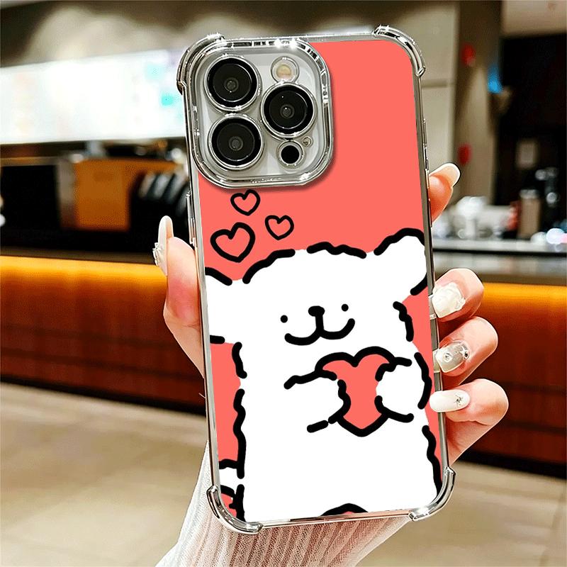 Кавайная Линия Щенка Милый Мягкий Чехол Для Телефона Для iPhone 15 16 17 Air 14 Pro Max 16E Plus 13 12 Mini Покрытие Противоударный Fundas