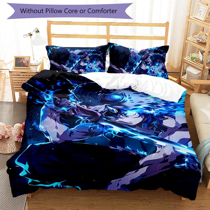 3pcs Hashibira Inosuke Design Cover Set - HD Printed Bedding with 1 Cover and 2 Pillowcases - Perfect for Home and Dorm Decor