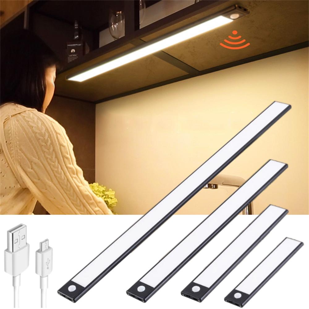 Dropship LED Cabinet Light Wireless Motion Sensor PIR USB Rechargeable Wireless Stick Anywhere Night Light Bar for Cabinet