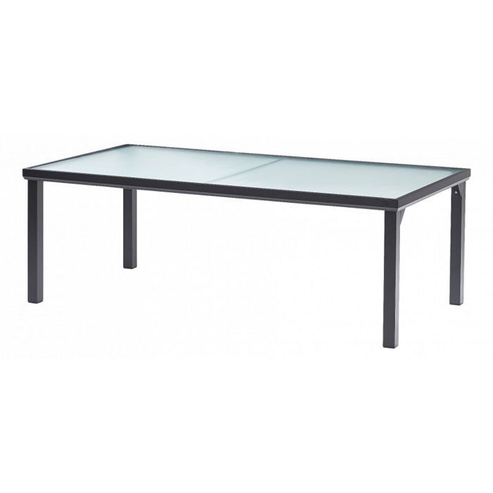 Table de jardin BlackSun 8 Personnes Verre Trempé Noir Wilsa Garden