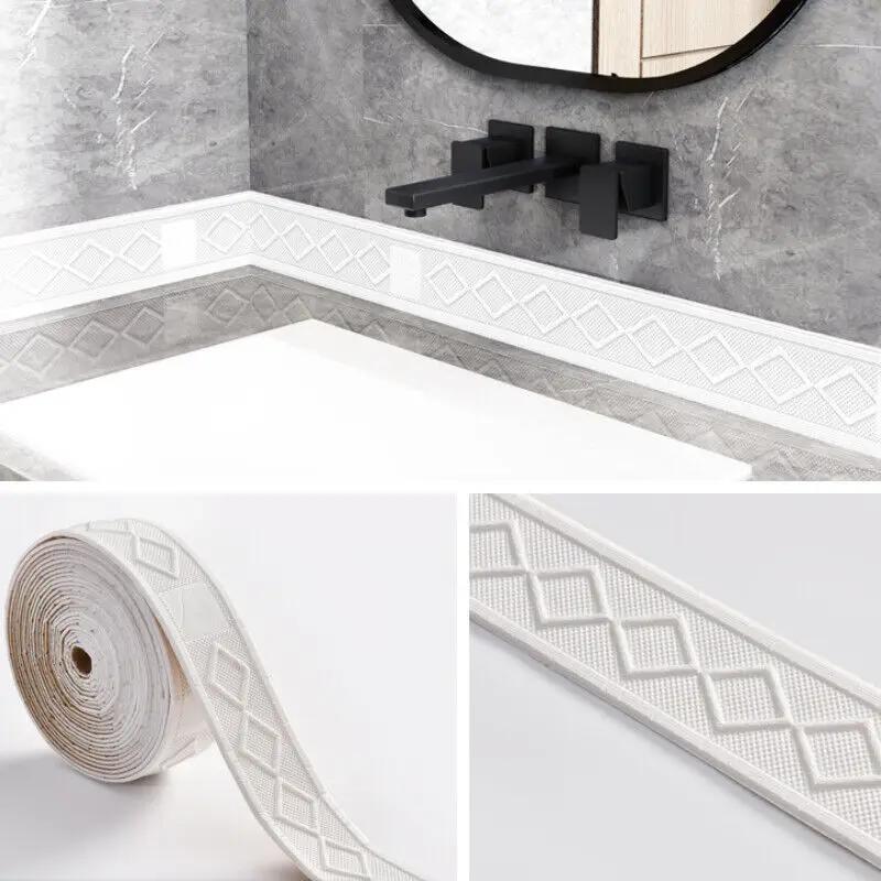 9.2M 3D Настенная отделочная линия Плинтус Бордюр Самоклеящийся Водонепроницаемый Плинтус Обои Наклейка на стену для Гостиной Домашнее украшение