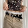 Retro Suede Rivet Belt Luxury Design Punk Waistband Business Waist Belt  Paired with Skirts Jeans