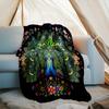 1PC Custom Name Peacock Family Artwork flannel blanket versatile,all-season throw suitable for the living room,bedroom,camping,travel,and gift