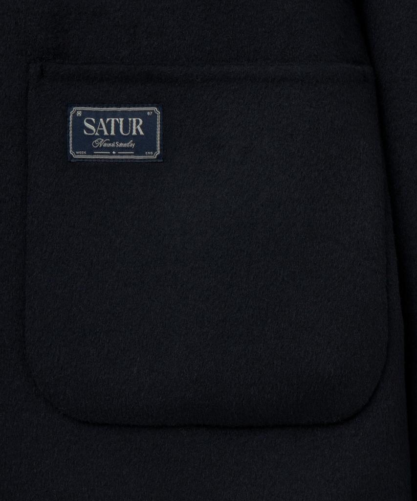 Satur (W) Shearling Collar Wool Blend Jacket Navy