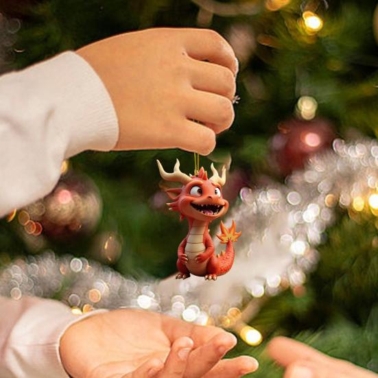 Рождественский Адвент-календарь 24 акриловые елочные игрушки Подвеска-динозавр Праздничные шармы для сумки Креативный декор для обратного отсчета для дома Праздничная вечеринка