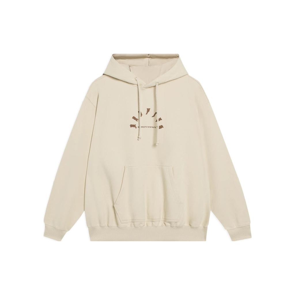 Li-Ning Badfive Logo Print Loose Hoodie Unisex Tops Light-Milk-Brown AWDT091-6