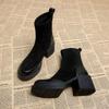 Black Booties Hot Round Toe Ankle Boots for Women High Quality 2024 Sale Designer Luxury Winter New In Woman Short Shoes