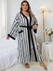 EDOLYNSA Женский кардиган в черно-белую полоску, кимоно, уютная туника большого размера, вечерняя женская одежда в стиле бохо, домашняя одежда, купальник, накидка Q1600