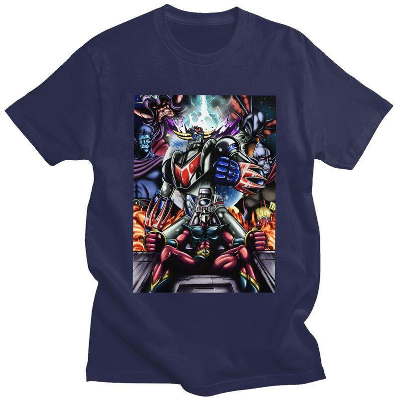 Мужская футболка Grendizer на заказ Хлопковая футболка Goldorak Goldrake Ufo Robot Т-shirts Приталенная одежда