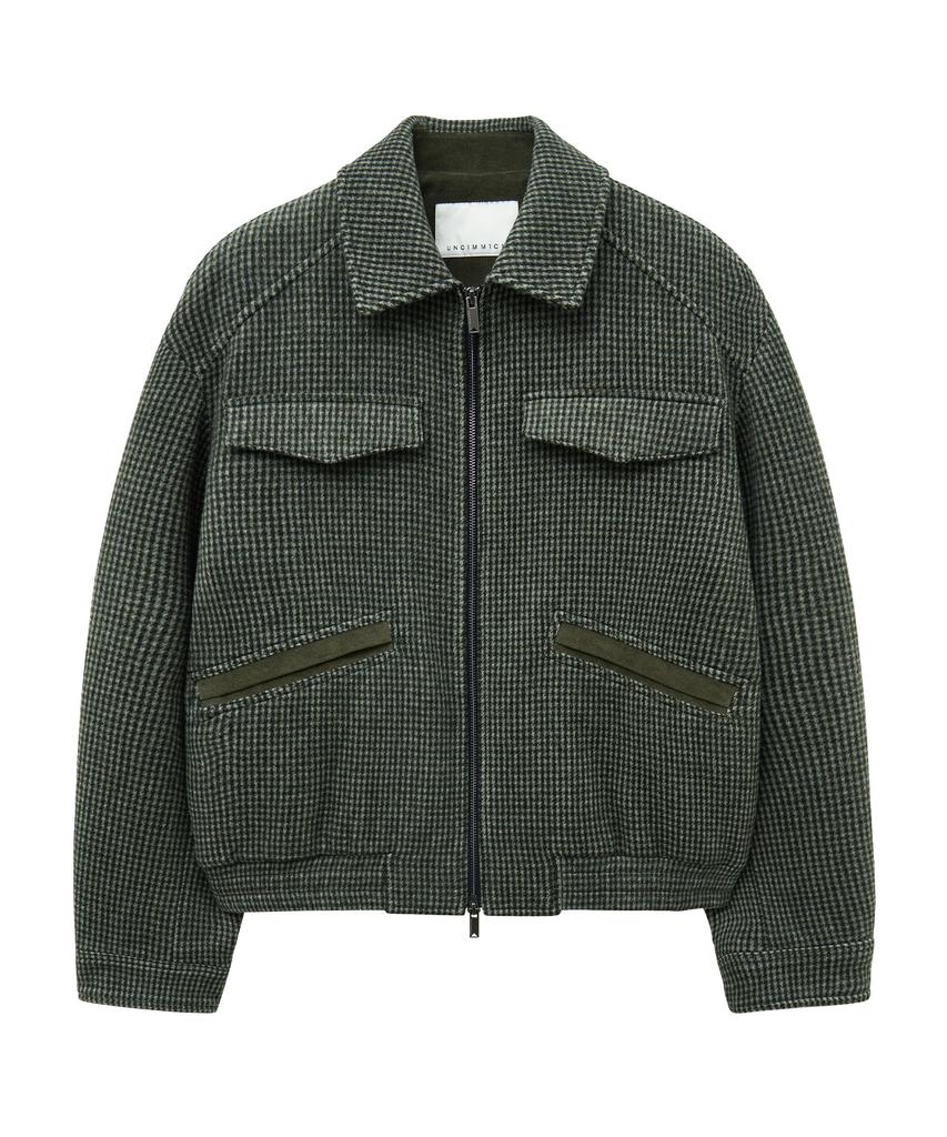 Ungimmick Houndstooth Wool Blouson (Olive)