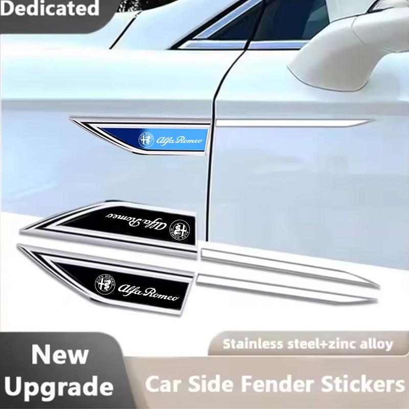 QSGJL1 Car Side Fender Knife Stickers Emblem Badge Decals For Alfa Romeo STELVIO Giulia 159 Giulietta 147 Mito 156 MTO Car Accessories