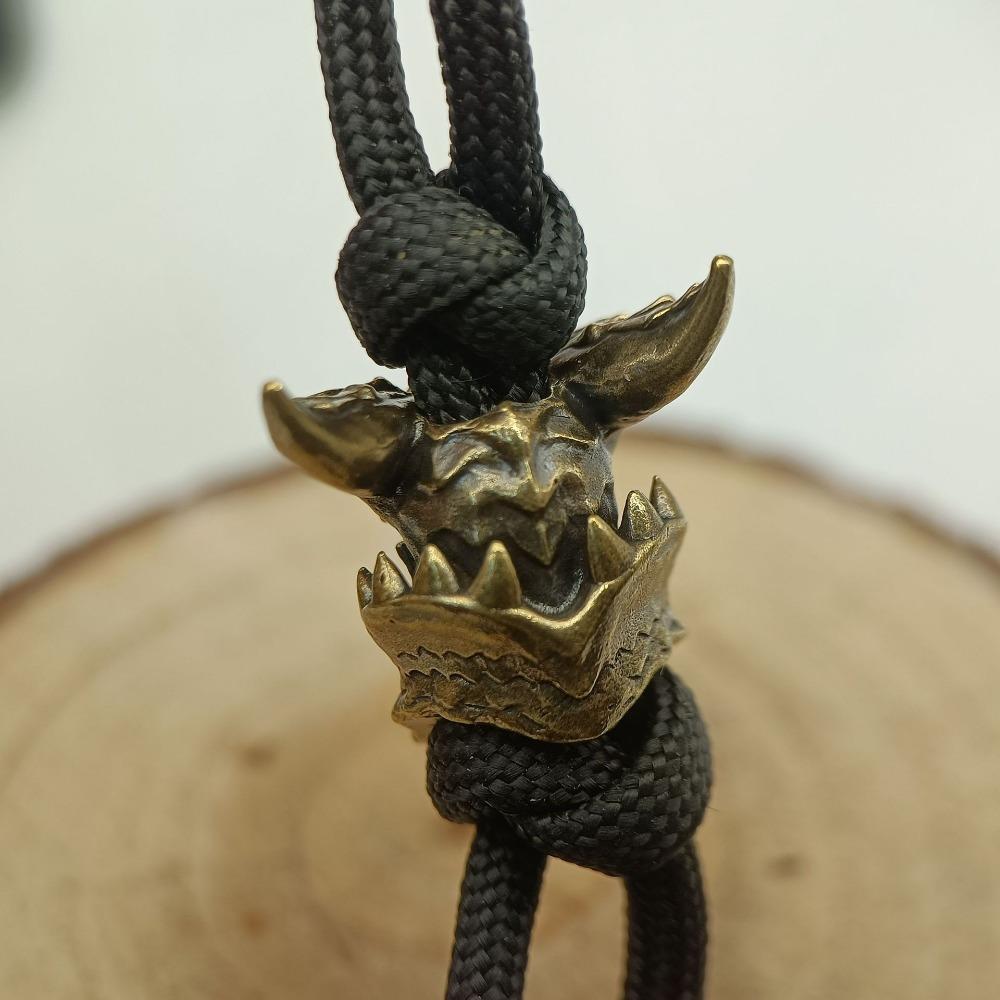 Death Helmet Brass Knife Beads EDC Outdoor DIY Accessories Woven Lanyard Keychain Pendant Jewelry Punk Survival Bracelets Charms