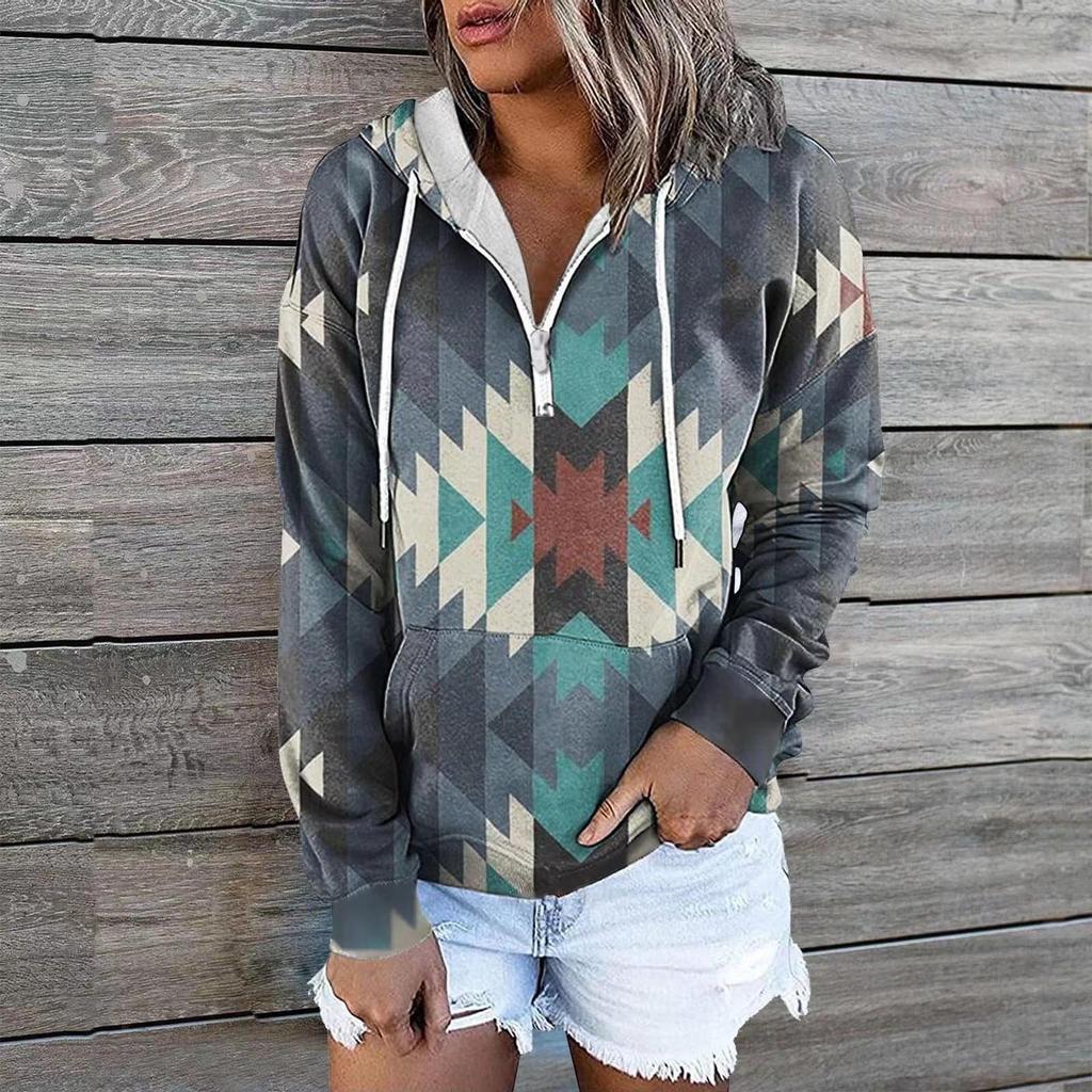 Hot Selling Women's Clothing Autumn And Winter New Ethnic Tribal Hooded Sweater Coat Women Outwear Top