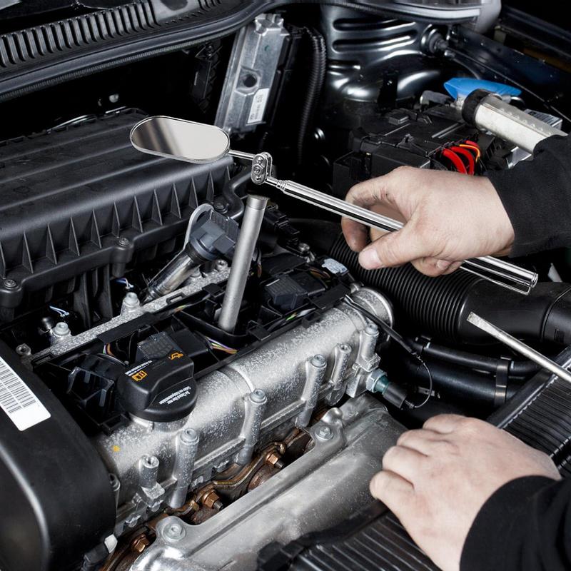 Зеркало для осмотра со светодиодной подсветкой, телескопические зеркала с вращением на 360 градусов, инструменты для механика Зеркало для осмотра с телескопической ручкой, инструменты для ремонта