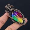 Радужный солнечный кварцевый драгоценный камень из чистой медной проволоки, завернутый в ювелирную подвеску ручной работы для подарка