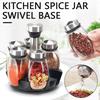 360° Rotatable Base 6pcs Pepper Shakers Flavor Container Seasoning Kitchen Salt Rack Bottle Holder Flavouring Tank Shelf