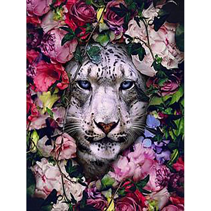 5D Diamond Embroidery Animals Diamond Painting Full Round Drill Tiger Lion Face Flowers Picture of Rhinestones Home Decor