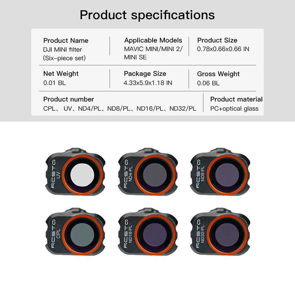 DJI Mini 2 Camera Lens Filter for DJI Mavic MINI 1/2/SE Drone Filter Set UV/CPL/4ND PL/8 ND PL/16ND PL/32 ND PL Accessories